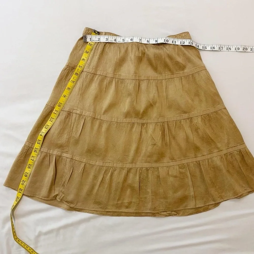Silk Gold Tiered‎ A-Line Peasant Midi Skirt Y2K American Eagle Outfitters Boho